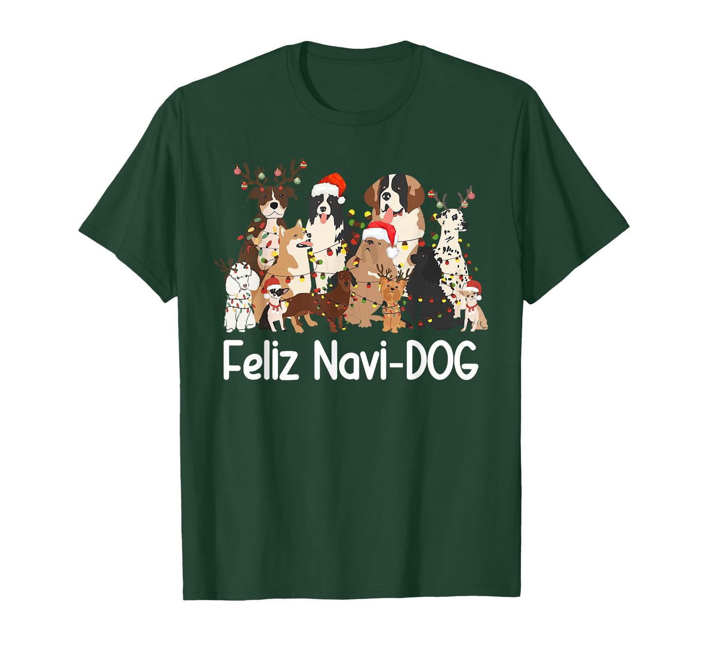 Veterinarian Feliz Navi-Dog Christmas Lights Vet Tech Xmas T-Shirt