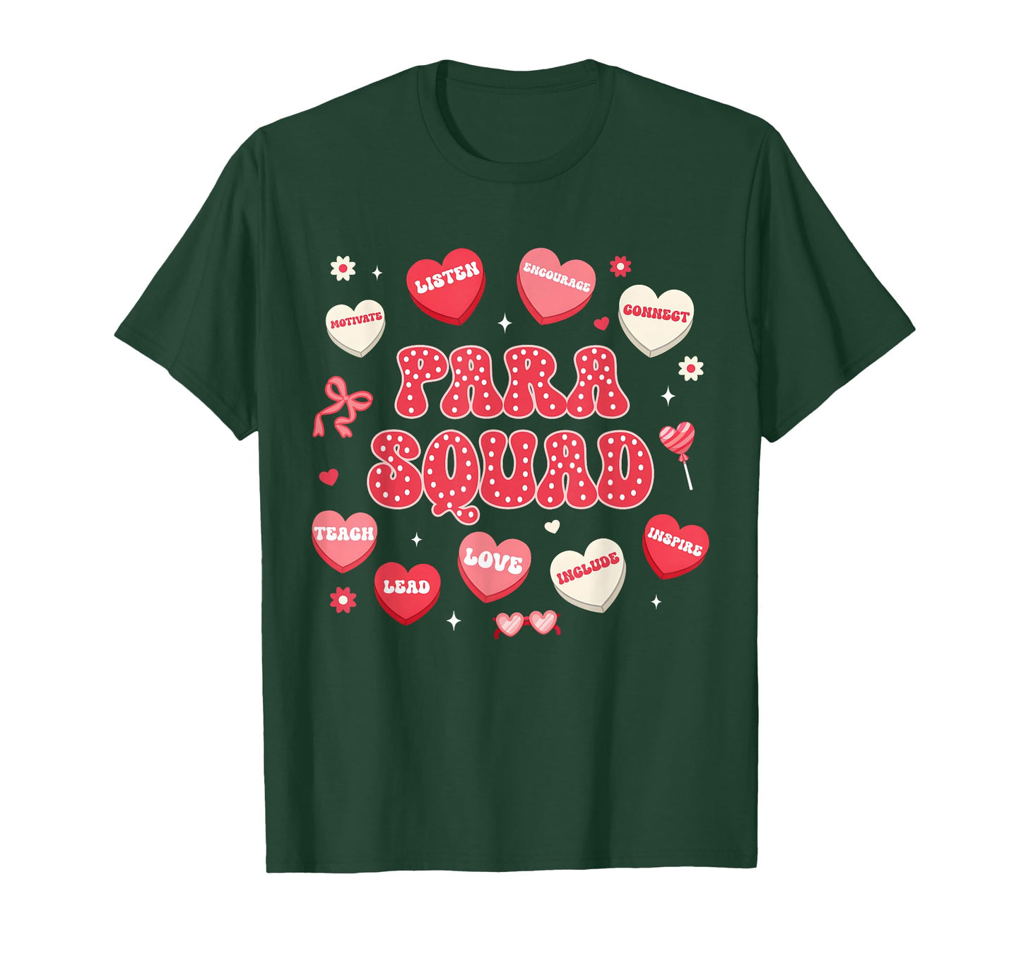 Groovy para Squad Teacher Paraprofessional Valentines Hearts T-Shirt