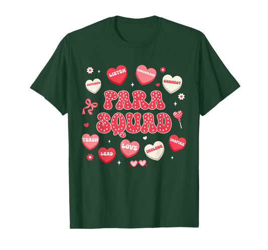 Groovy para Squad Teacher Paraprofessional Valentines Hearts T-Shirt
