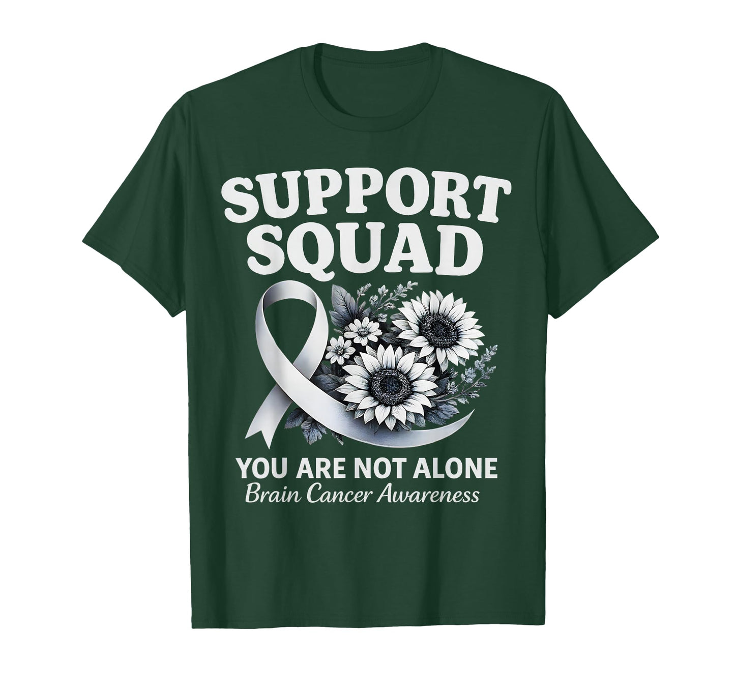 Brain Cancer Awareness Gray Ribbon Butterfly Support Squad T-Shirt