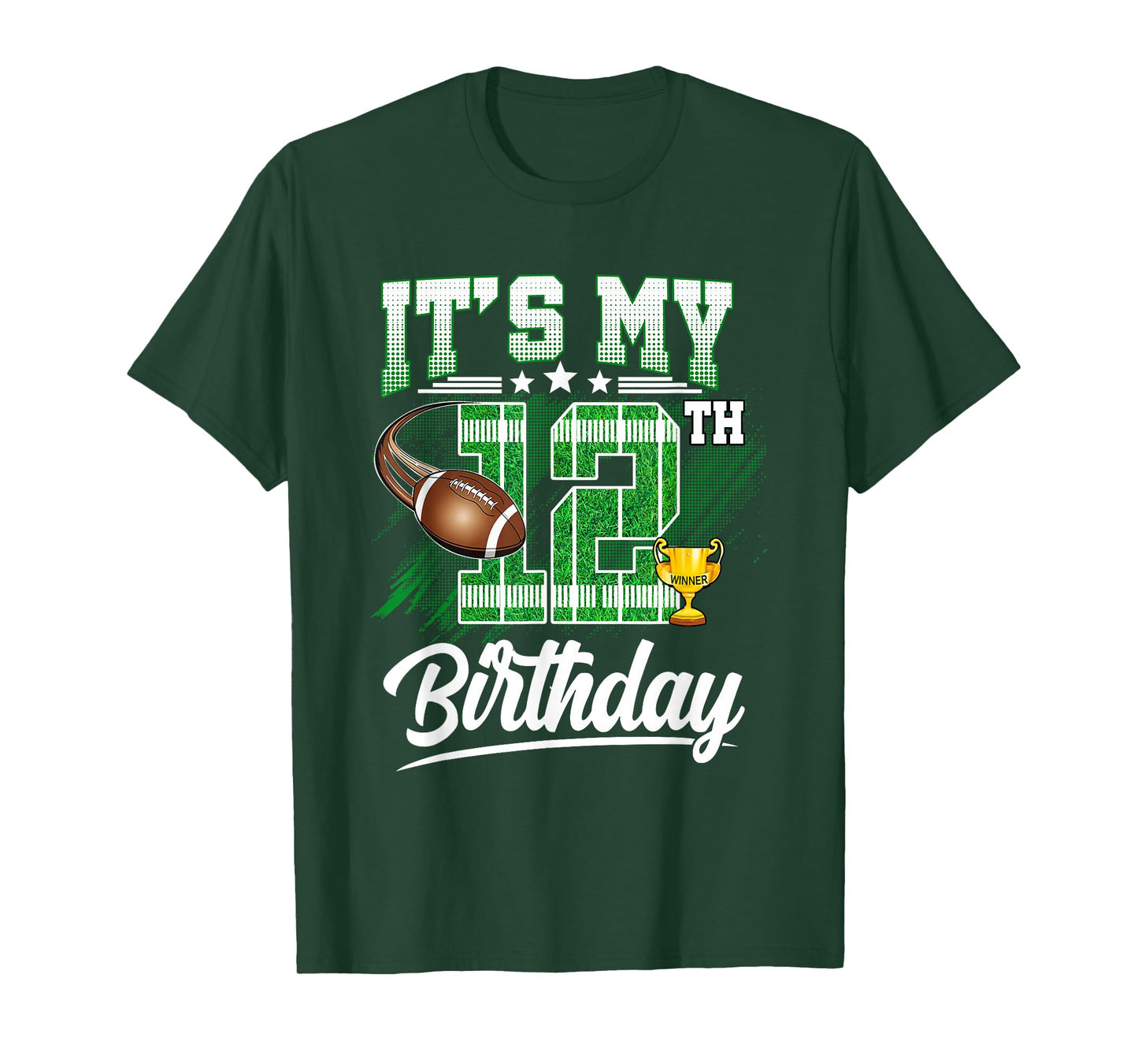Kids 12 Year Old It's My 12th Birthday Football Themed Party T-Shirt