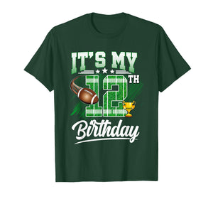 Kids 12 Year Old It's My 12th Birthday Football Themed Party T-Shirt
