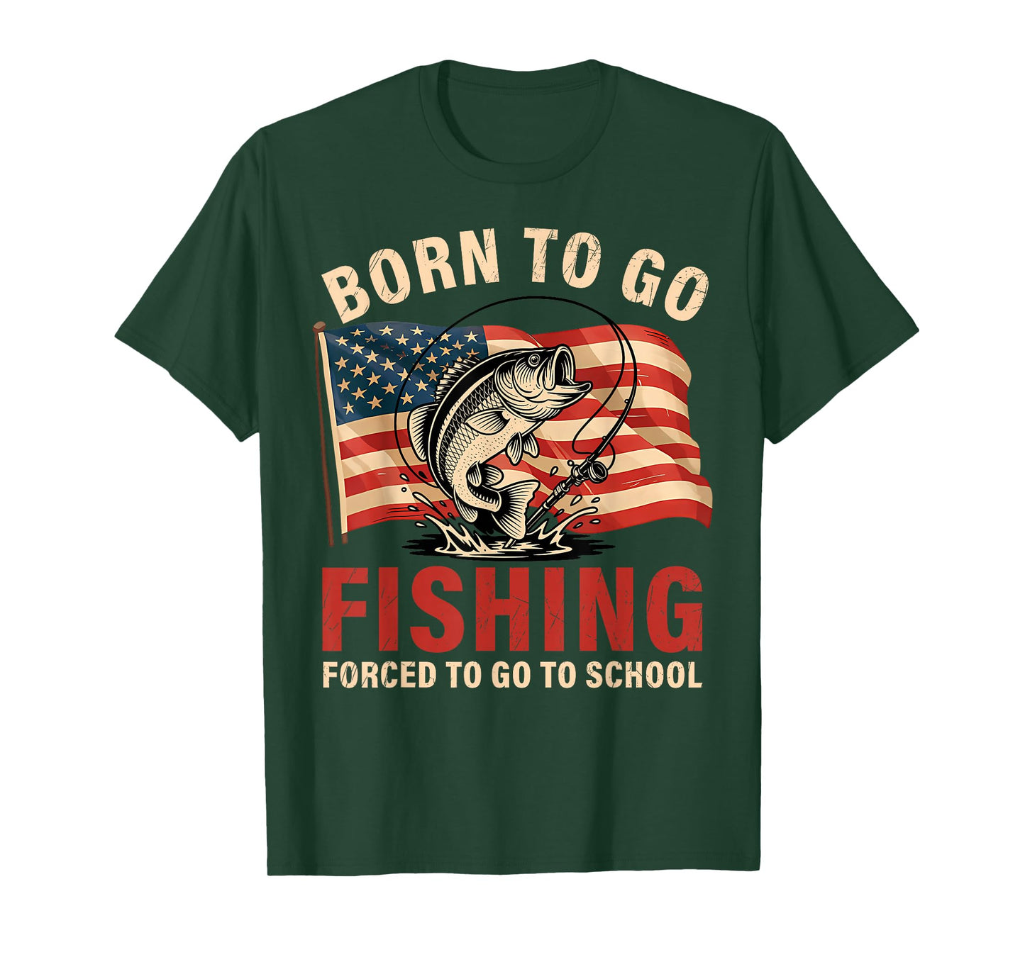 Born to Go Fishing Bass Fish Fisherman Boy Kid Funny Saying T-Shirt