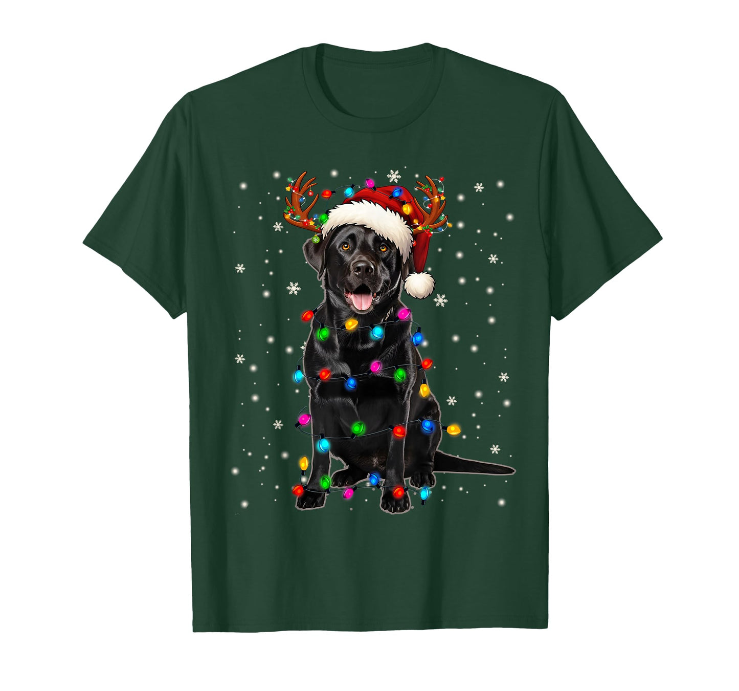 Black Lab Labrador Christmas Tree Light Pajama Dog Xmas T-Shirt