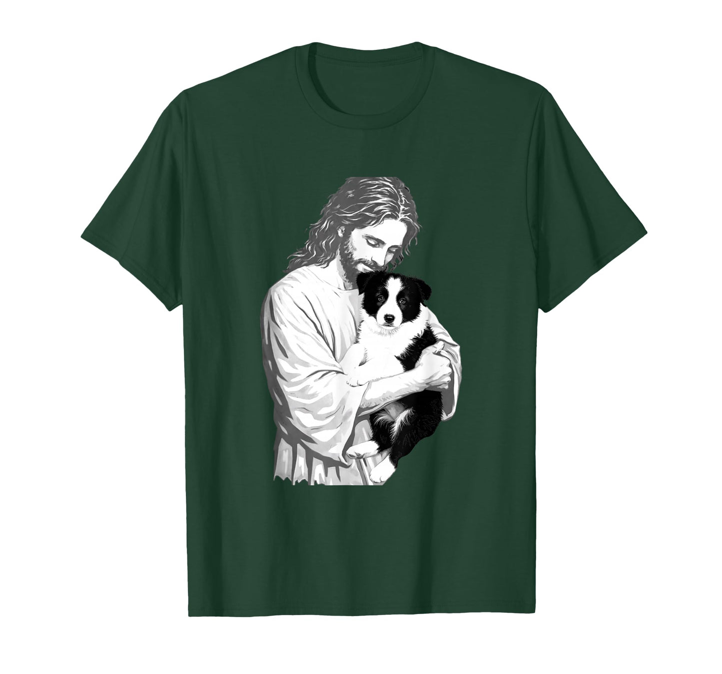Funny Jesus Border Collie Dog Christian Faith Graphic T-Shirt