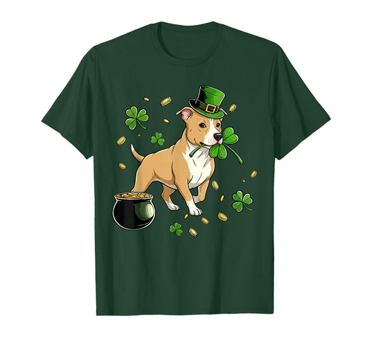 St Patricks Day Dog Themed Women Men Pitbull Lover T-Shirt