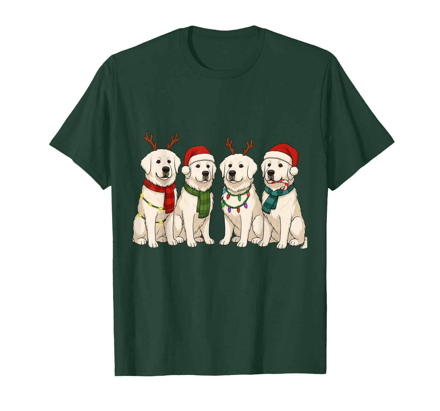 Great Pyrenees Santa Hat Tee Dog Merry Christmas T-Shirt