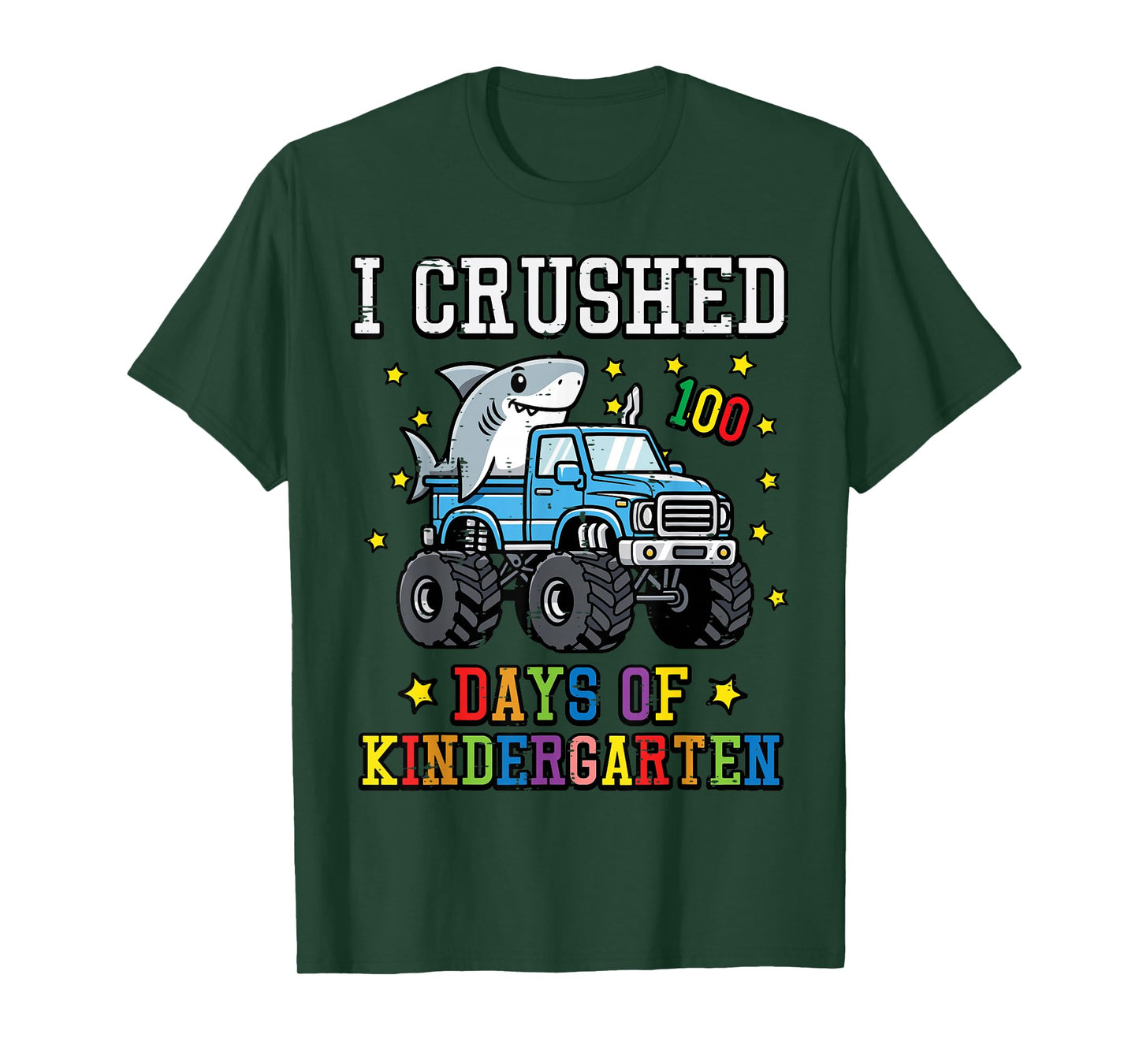 I Crushed 100 Days Kindergarten Shark 100th Day Boys Kids T-Shirt
