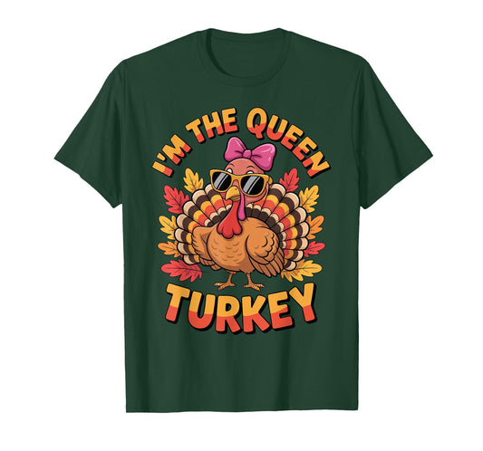 Queen Turkey Sassy Thanksgiving Bow Sunglasses Humor Funny T-Shirt