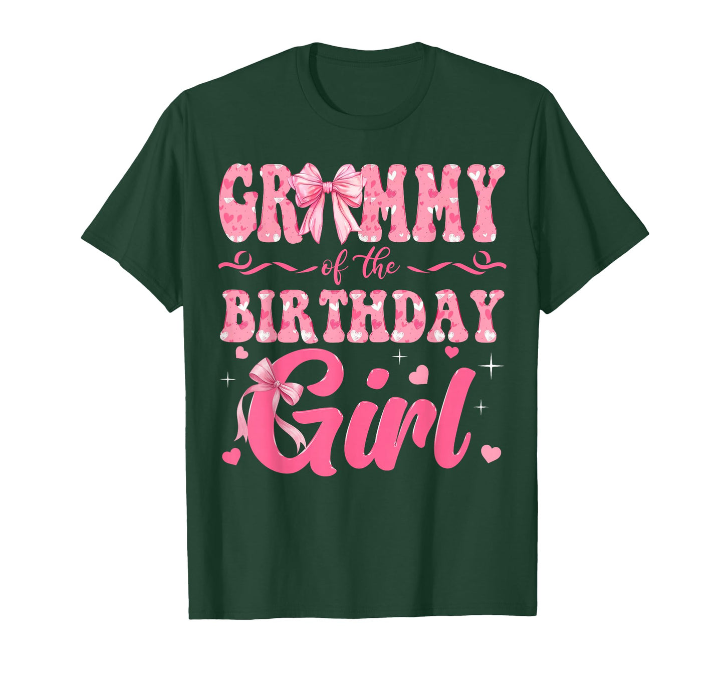 Grammy of The Birthday Girl Family Pink Coquette Bow T-Shirt