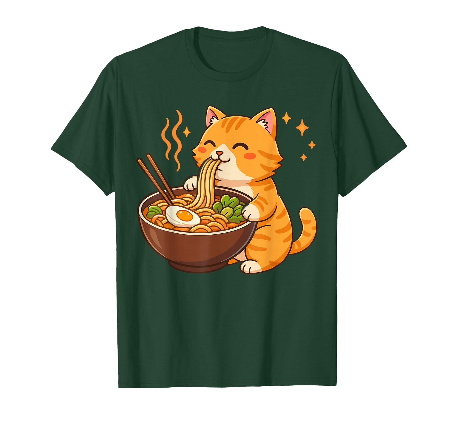 Orange Cat Eating Ramen Noodles T-Shirt