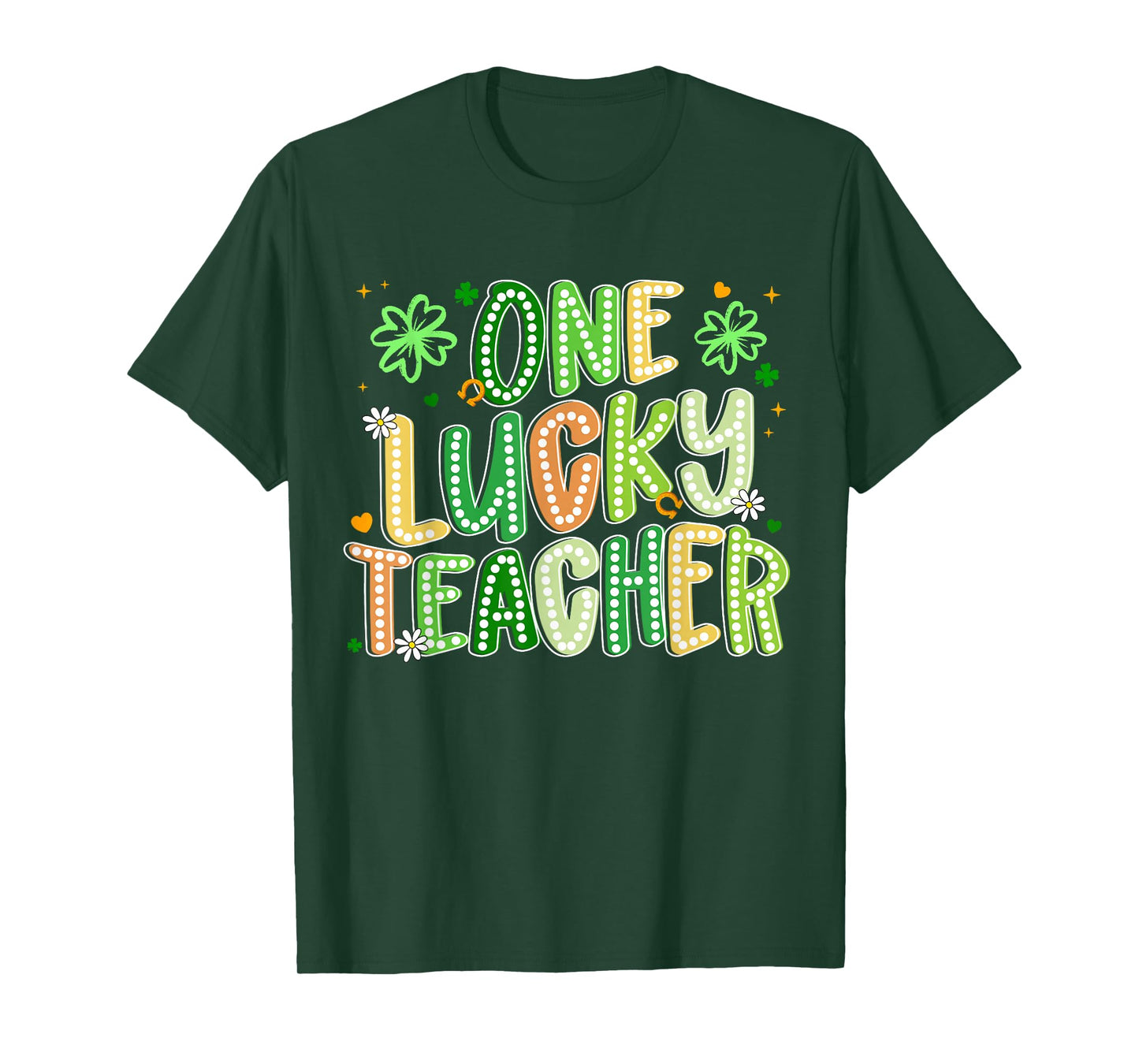 St Patricks Day One Lucky Teacher Groovy Retro Men Women T-Shirt