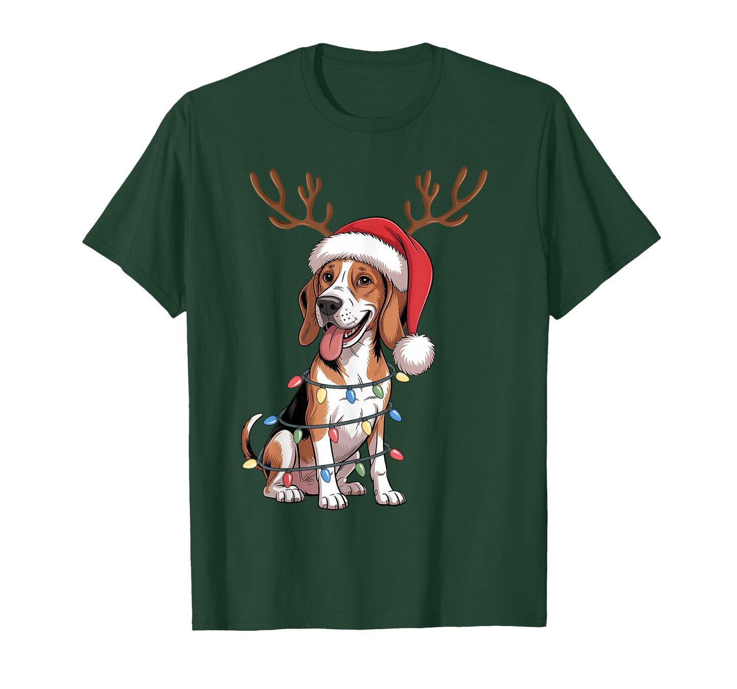 Treeing Walker Coonhound Dog Christmas Lights Santa Xmas Dog T-Shirt