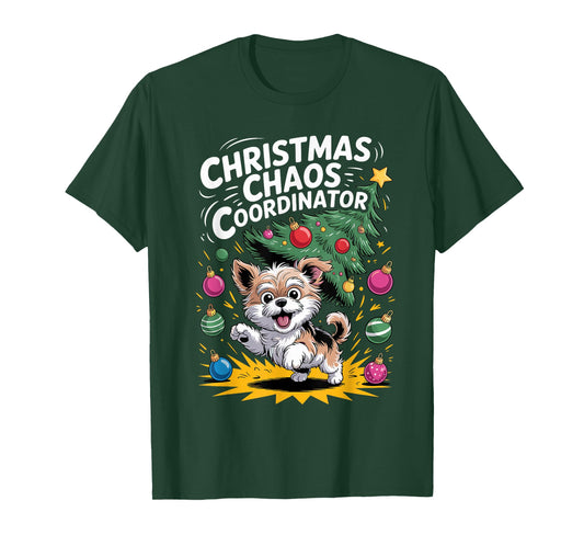 Christmas Chaos Coordinator Xmas Puppy Funny Morkie T-Shirt