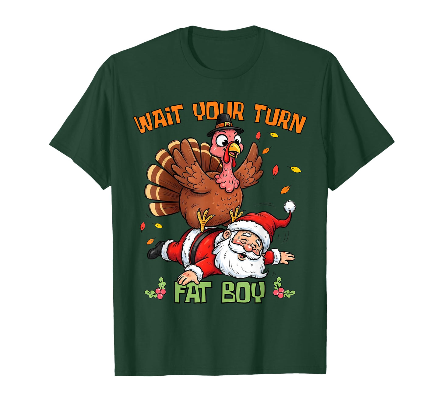 Funny Thanksgiving Christmas Turkey vs Santa for Men Women T-Shirt