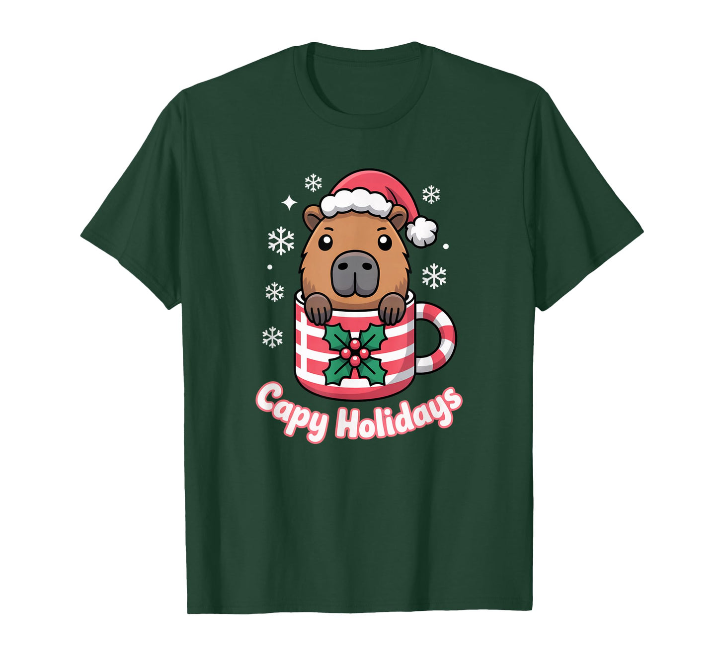Capy Holidays Cute Capybara Christmas Santa Hat T-Shirt