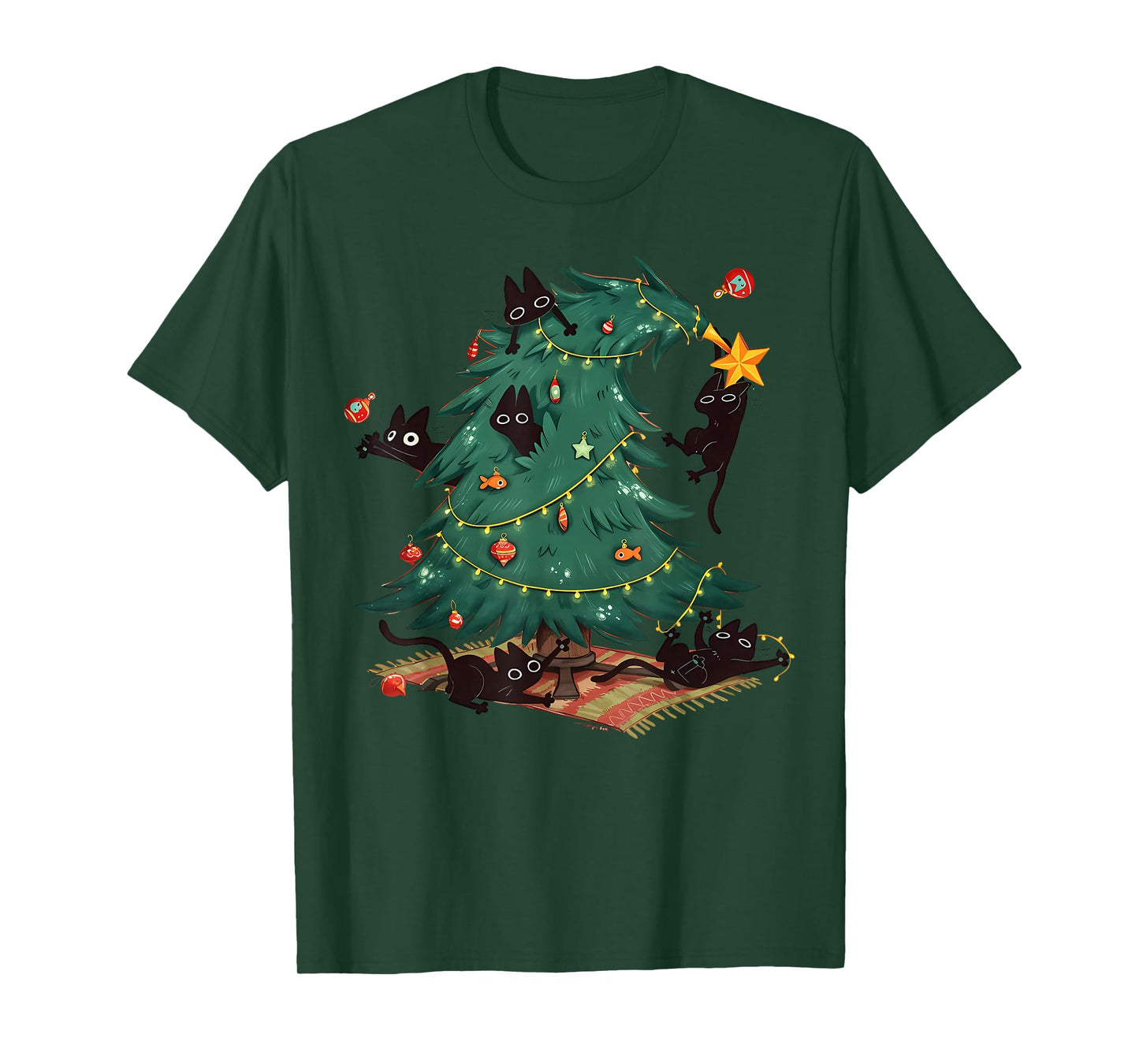 Meowy Catmas Cat Christmas Tree Xmas Funny Santa Cat T-Shirt