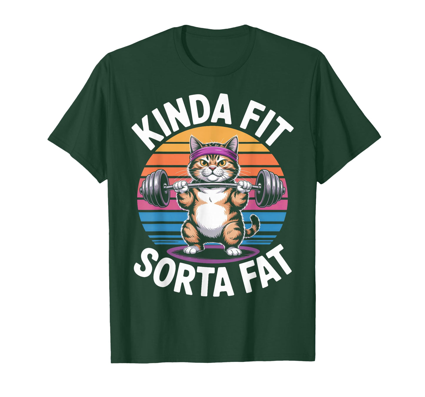Sorta Fat Kinda Fit Weightlifting Cat Gym Animal Lover T-Shirt