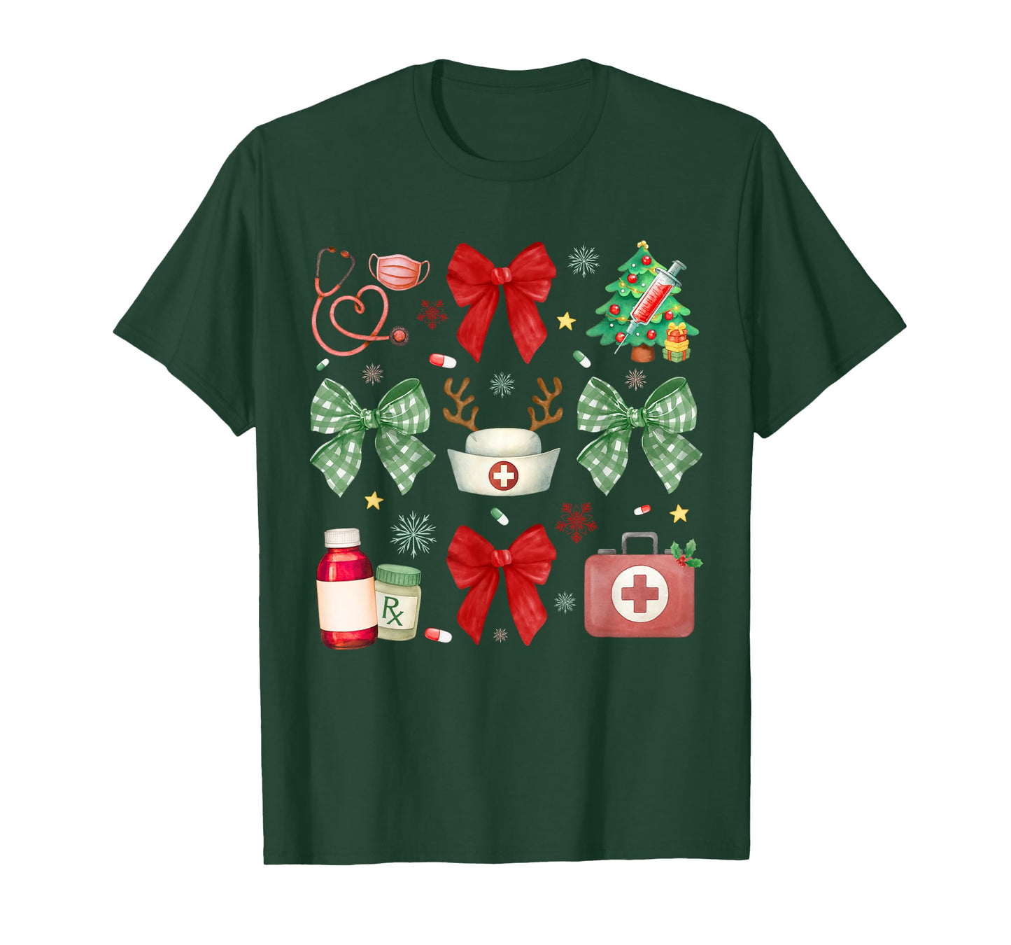 Nurse Christmas Coquette Bow Xmas Nursing RN PCT CNA T-Shirt