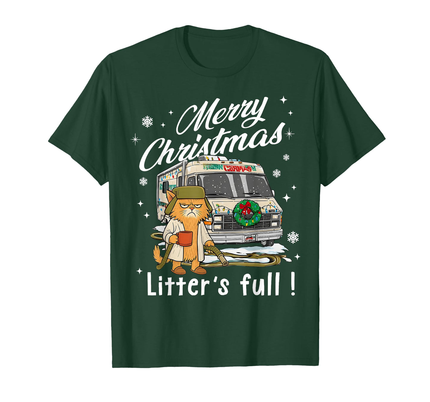 Merry Christmas Litter’s Full Funny Cat Lover Sarcastic Xmas T-Shirt