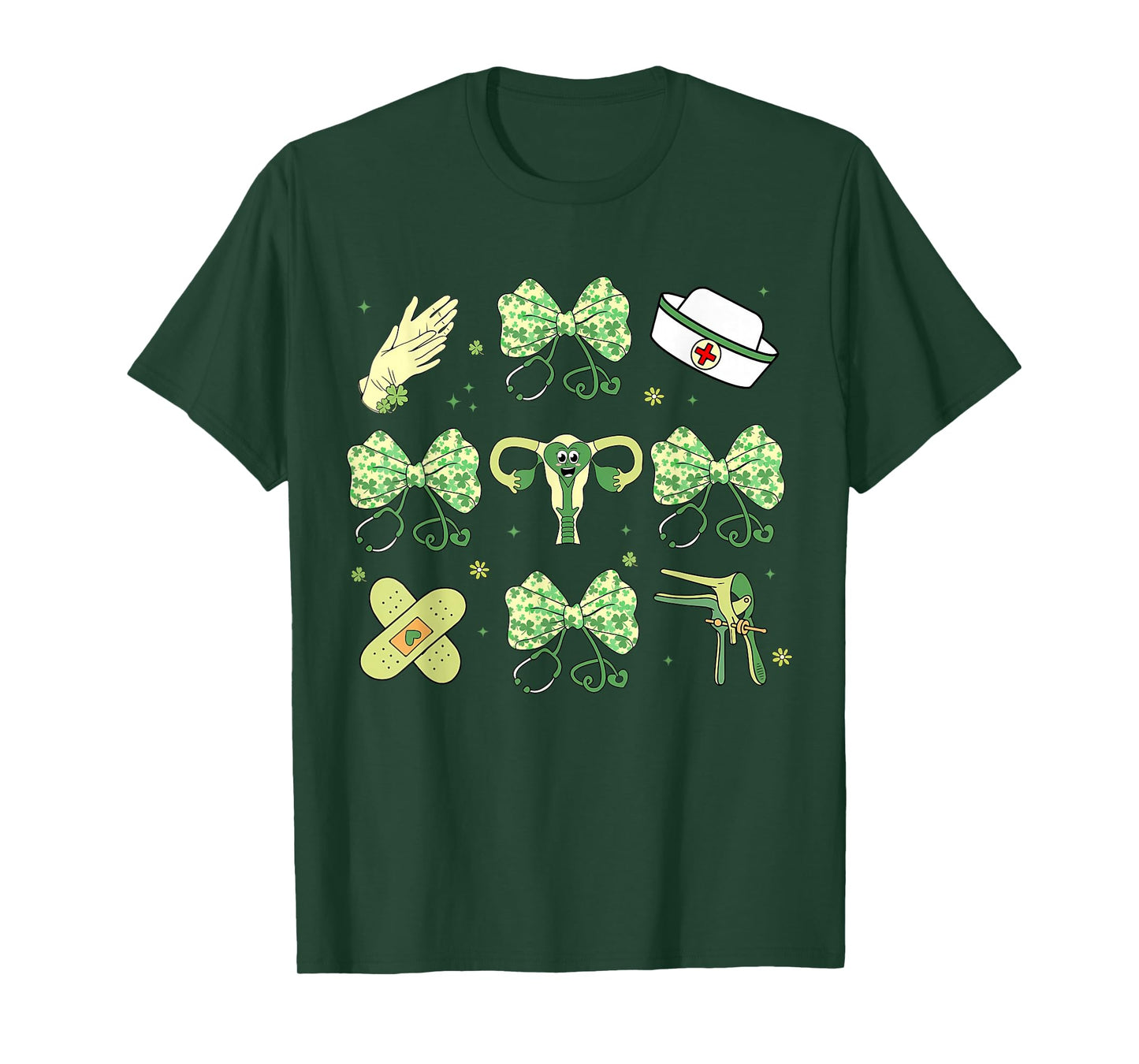 Coquette Bow OBGYN St Patricks Day Speculum Nurse Obstetrics T-Shirt