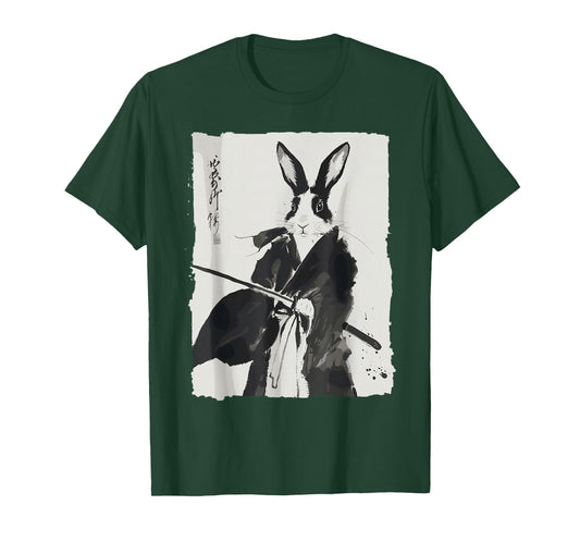 Samurai Bunny Shirts for Women Men Vintage Graphic Japanese T-Shirt