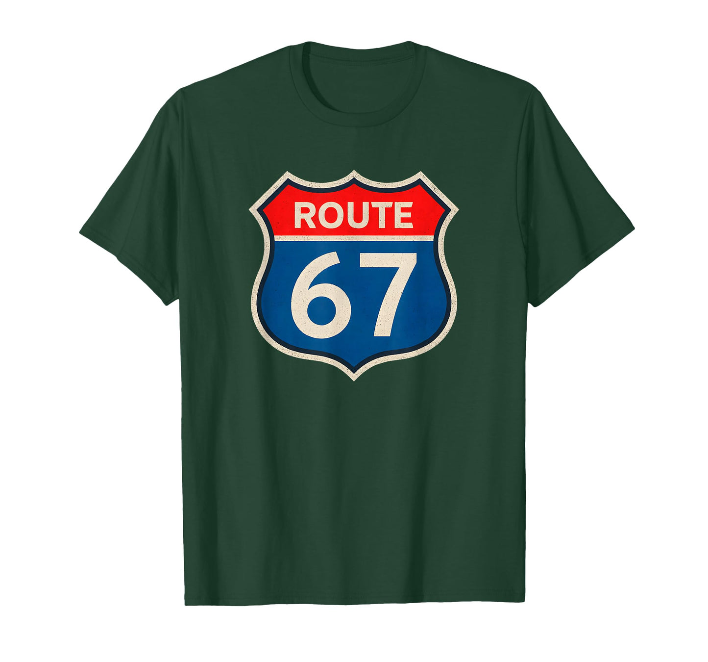 Retro Route 67 Meme Six Seven Aura Energy Number 67 Humor T-Shirt