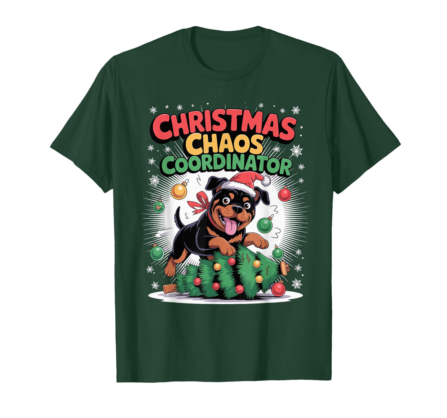 Christmas Chaos Coordinator Xmas Puppy Funny Rottweiler T-Shirt