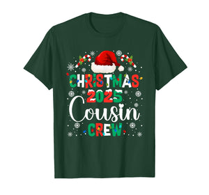 Santa Hat Christmas 2025 Cousin Crew Xmas Matching Pajamas T-Shirt
