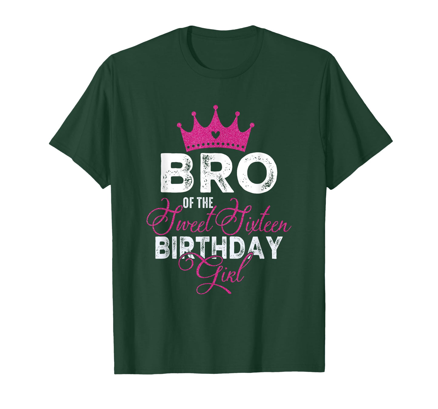 Bro of The Sweet Sixteen Bday Girl 16th Pink Crown T-Shirt