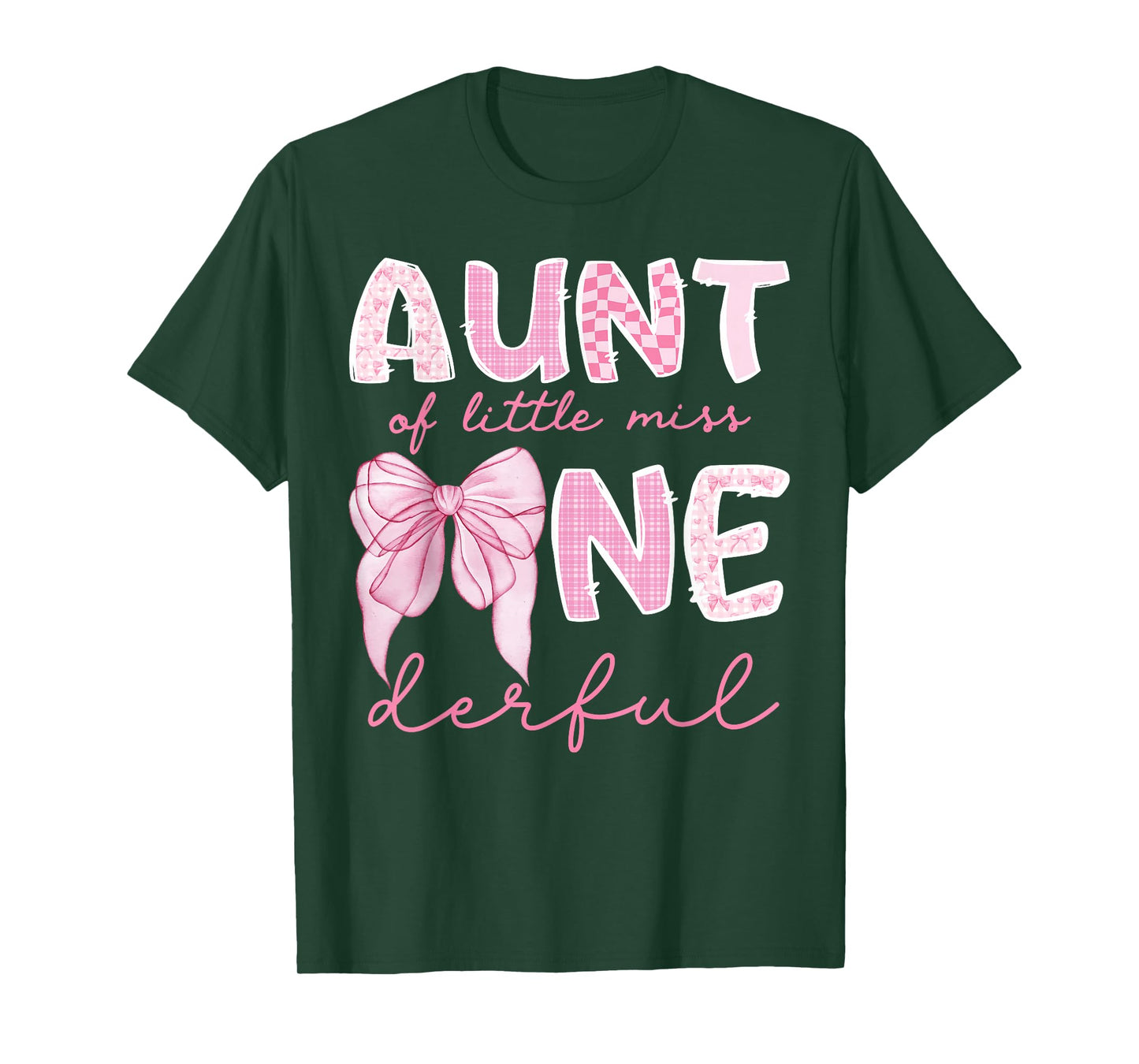 Aunt of Little Miss Onederful First Birthday Girl Bow T-Shirt