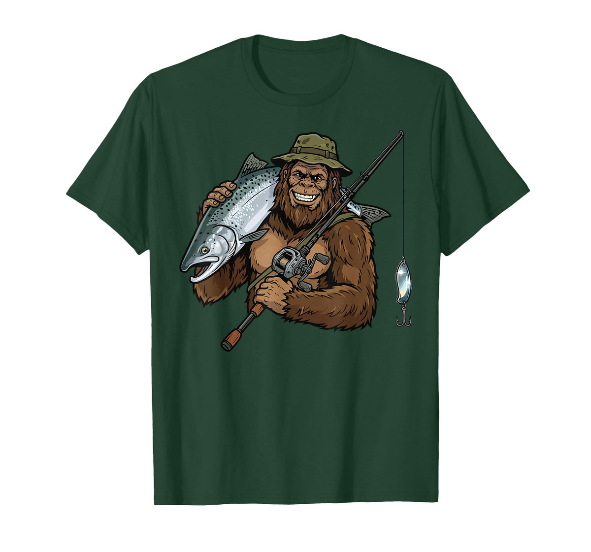 King Salmon Fishing Funny Bigfoot T-Shirt