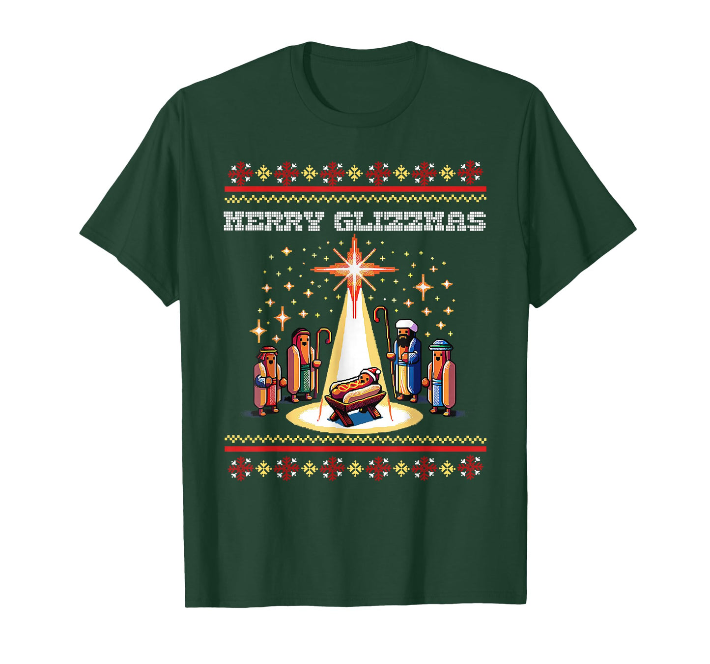 Funny Merry Glizzmas Hot Dogs Family Group Ugly Christmas T-Shirt