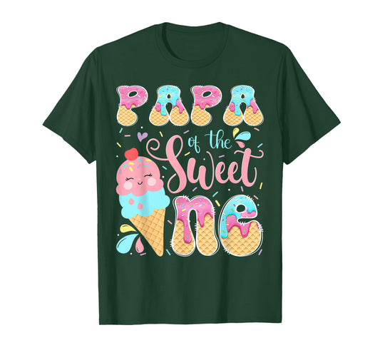 Papa of The Sweet One Ice Cream 1St Birthday Girl T-Shirt