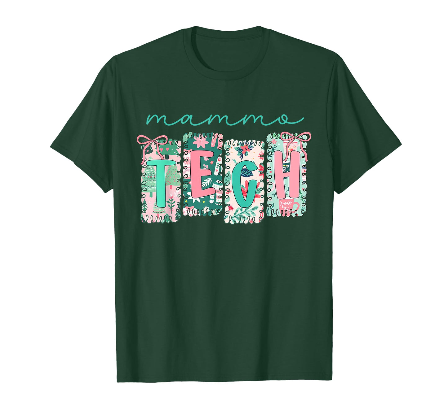 Stamp Bow Mammo Tech Christmas Mammography Technologist T-Shirt