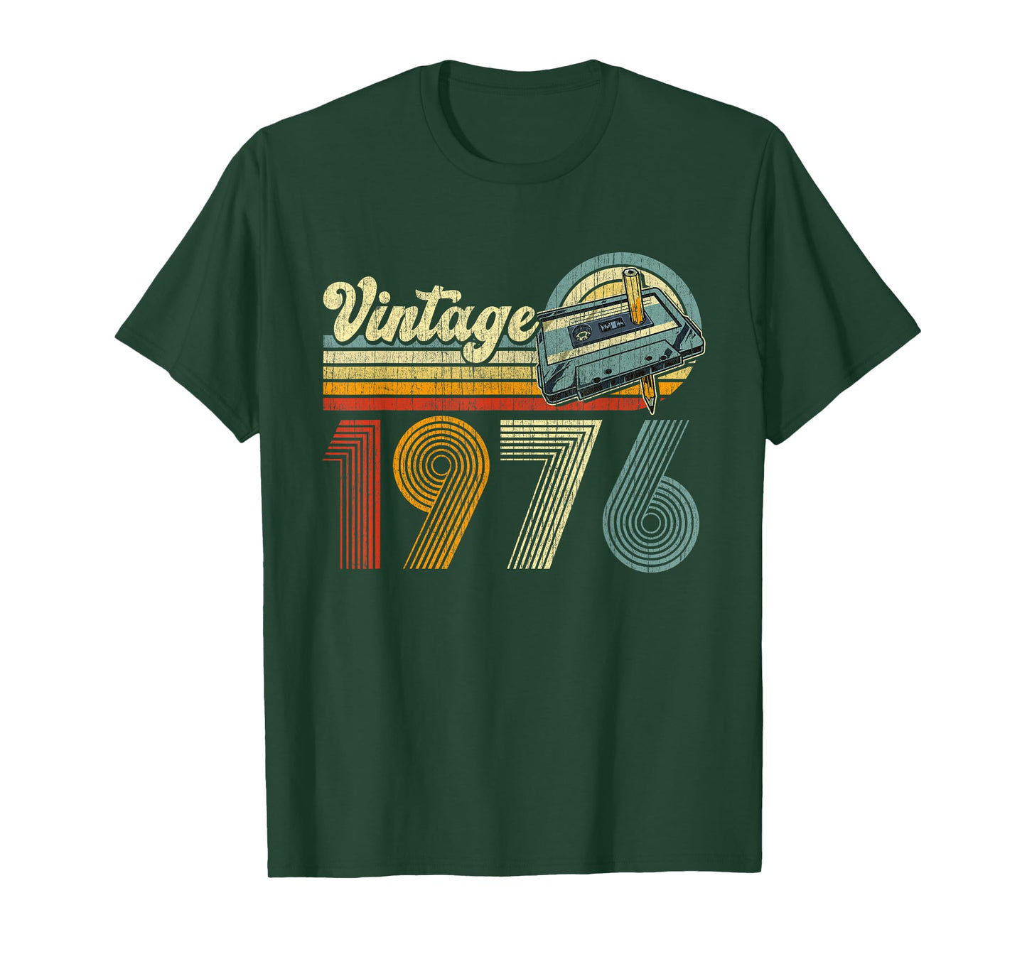 Vintage Born in 1976 Cassette Tape 50th Birthday 50 Year Old T-Shirt