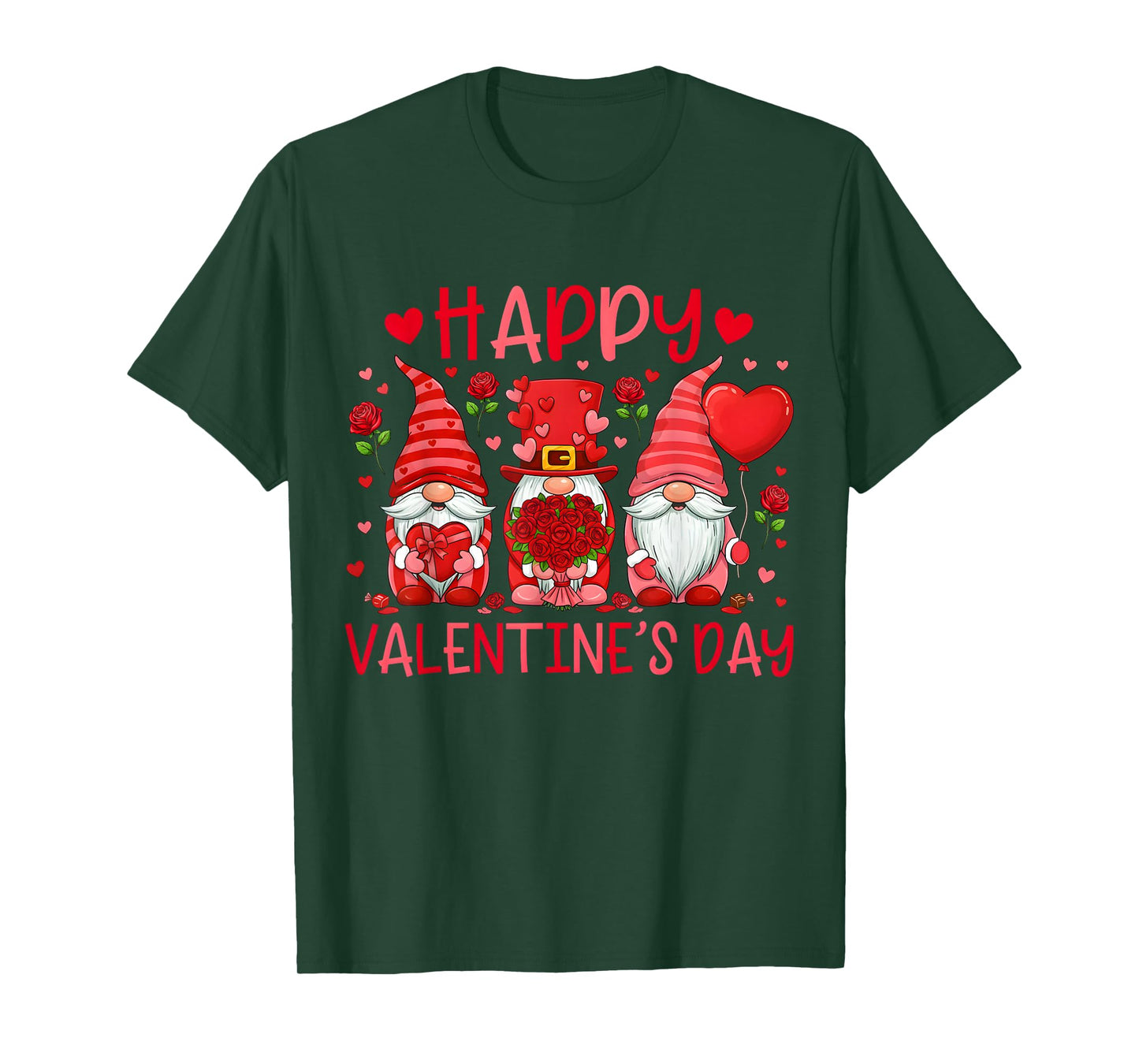 Cute Three Gnomes and Heart Love Happy Valentine's Day T-Shirt