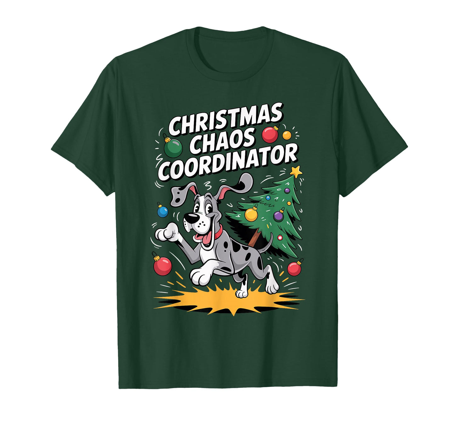 Christmas Chaos Coordinator Xmas Puppy Funny Great Dane T-Shirt