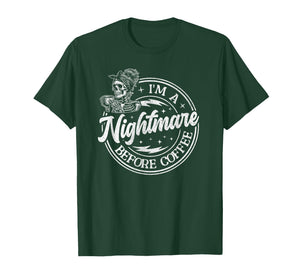 I'm A Nightmare Before Coffee Funny Skeleton Cute Women's T-Shirt