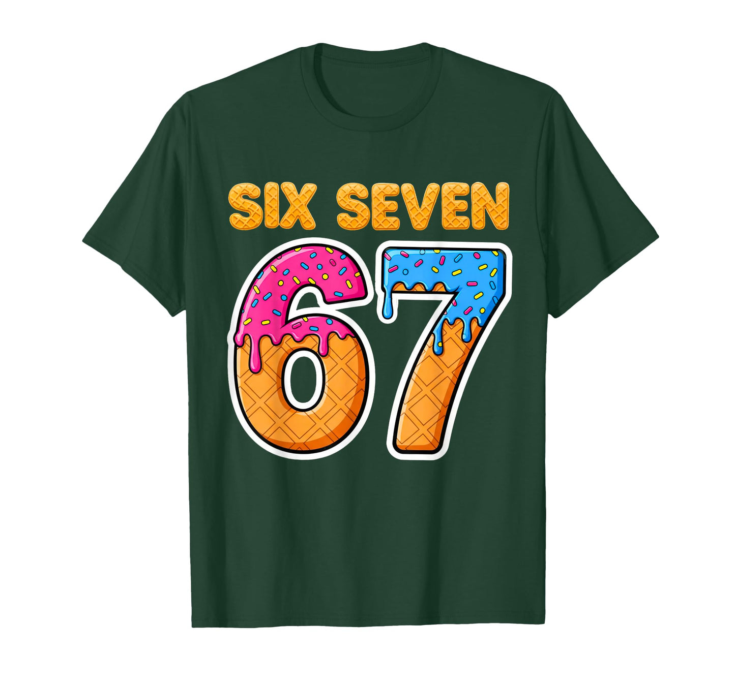 Six Seven Ice Cream Drip Gen Alpha Slang Funny 6 7 Meme T-Shirt