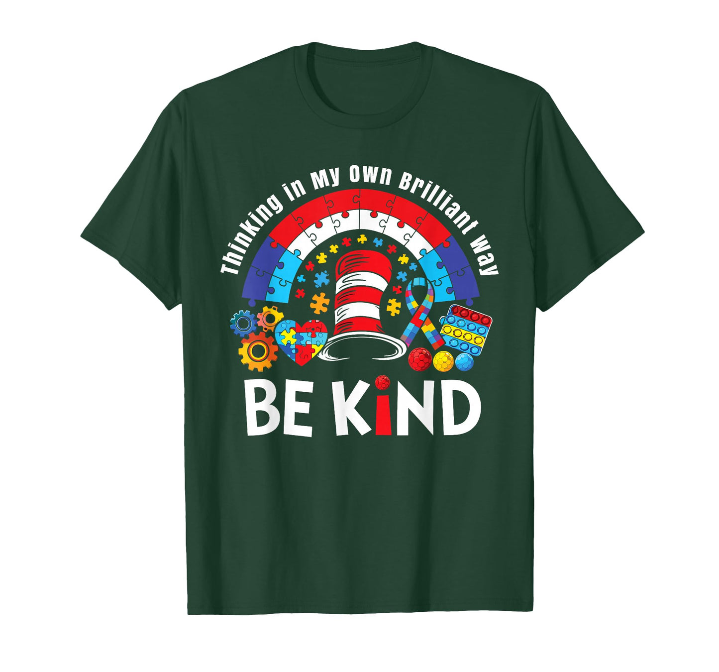 Autism Awareness Teacher Be Kind Why Fit in Doctor Cat Hat T-Shirt