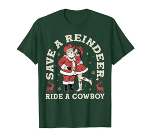 Save Reindeer Santa Ride Cowboy Christmas Country Western T-Shirt