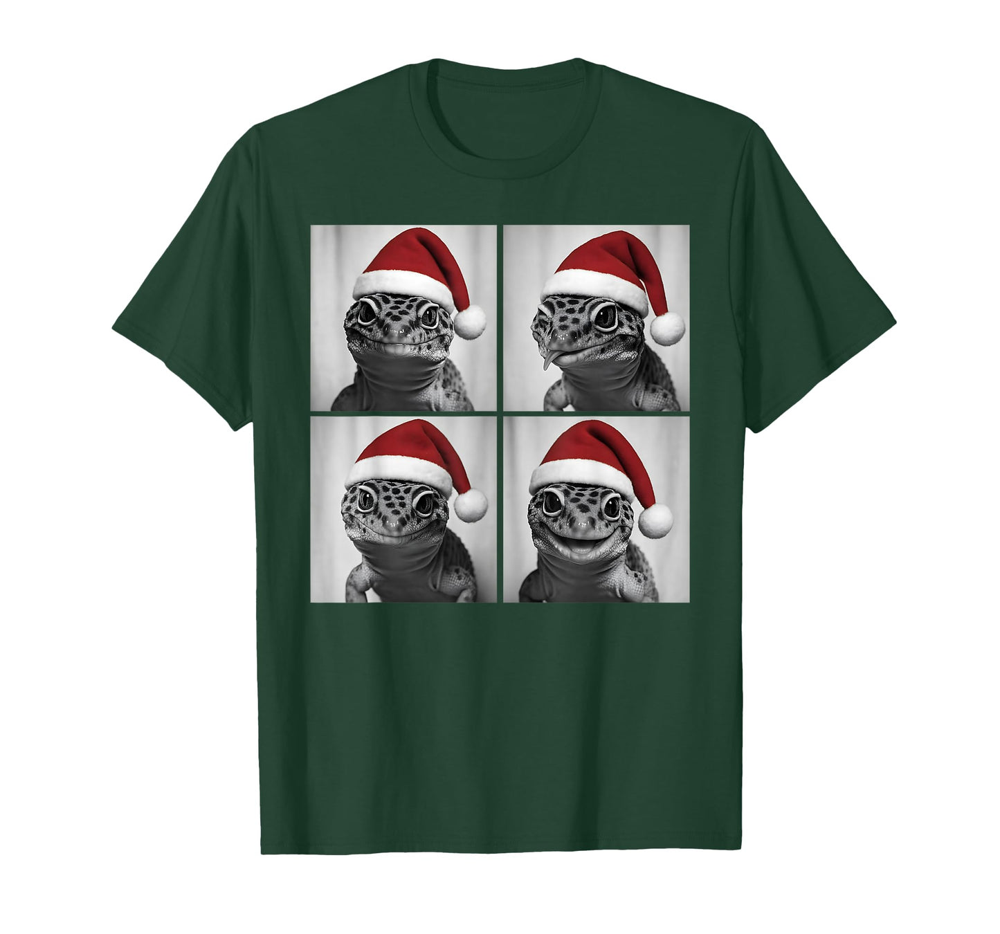 Funny Christmas Leopard Gecko Santa Photo Booth T-Shirt