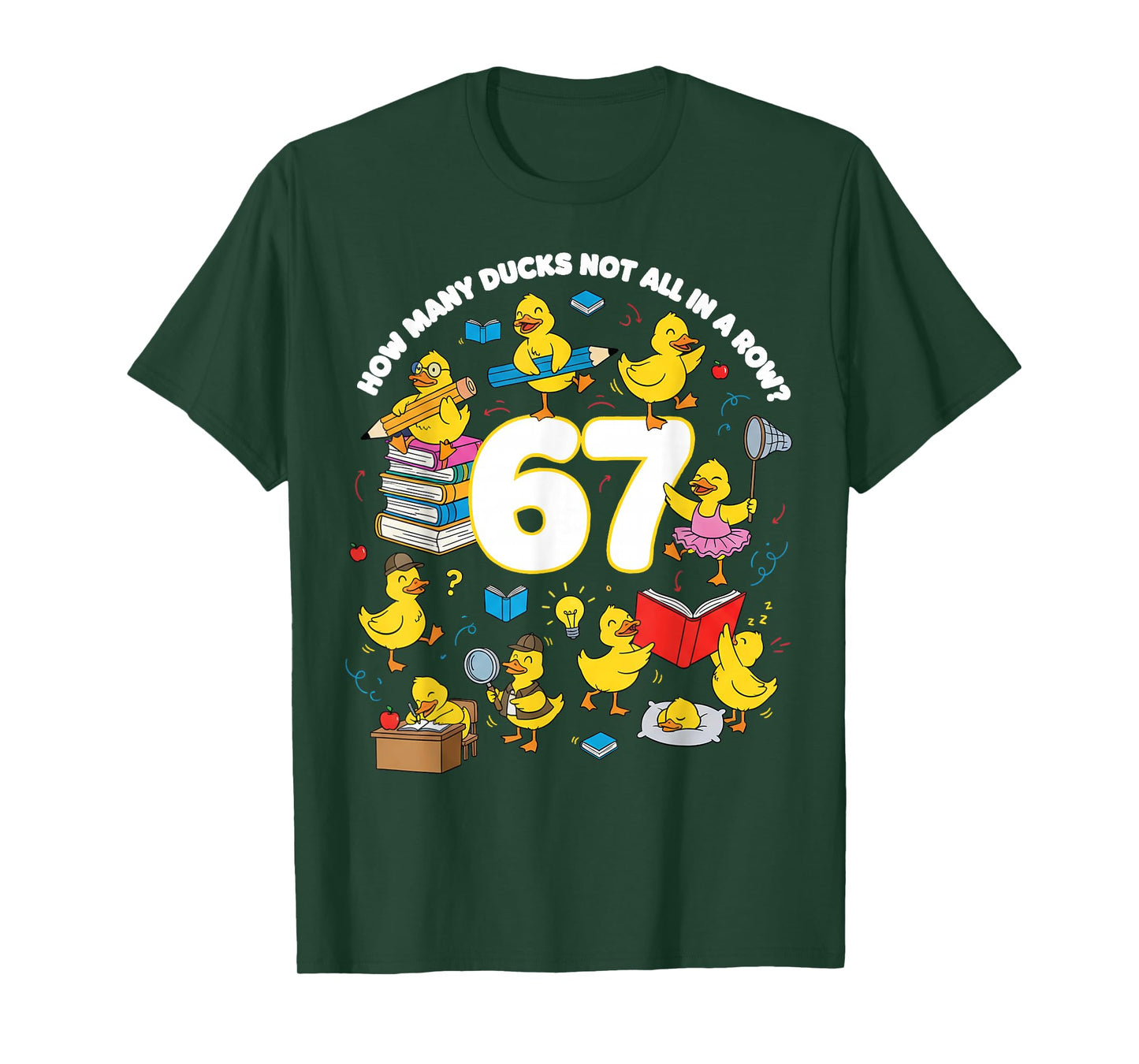 Teacher Six Seven Meme 67 Funny Teacher Duck in A Row T-Shirt