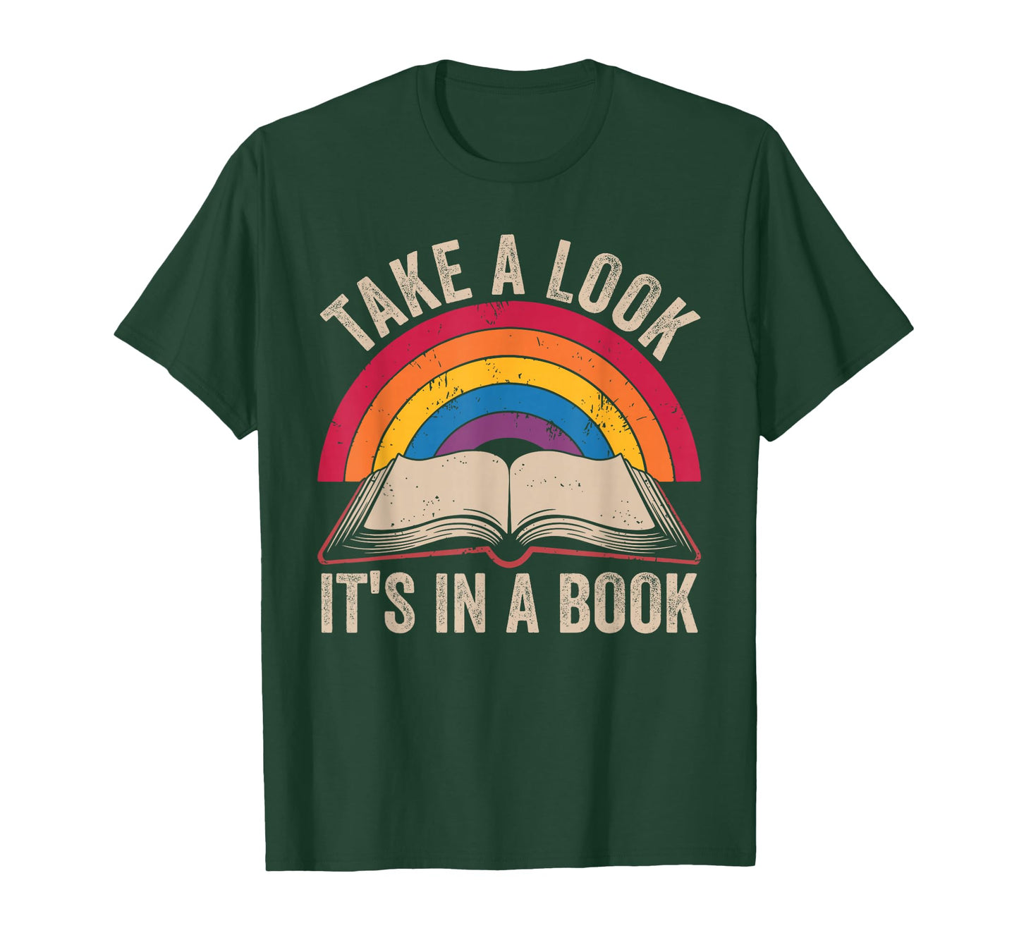 Retro Vintage Rainbow Take a Look It’s in a Book Reading T-Shirt