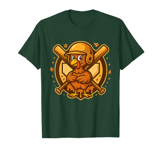 Turkey Baseball Thanksgiving Funny Player Drip Kids Boys T-Shirt