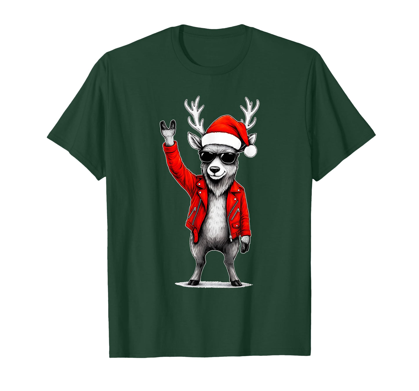 Reindeer Rock Music Gift Men Kids Women Funny Christmas T-Shirt