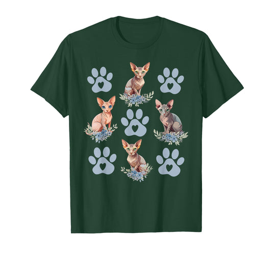 Sphynx Cat Owner Flowers Sphynx Lover Sphynx Cat Mom T-Shirt