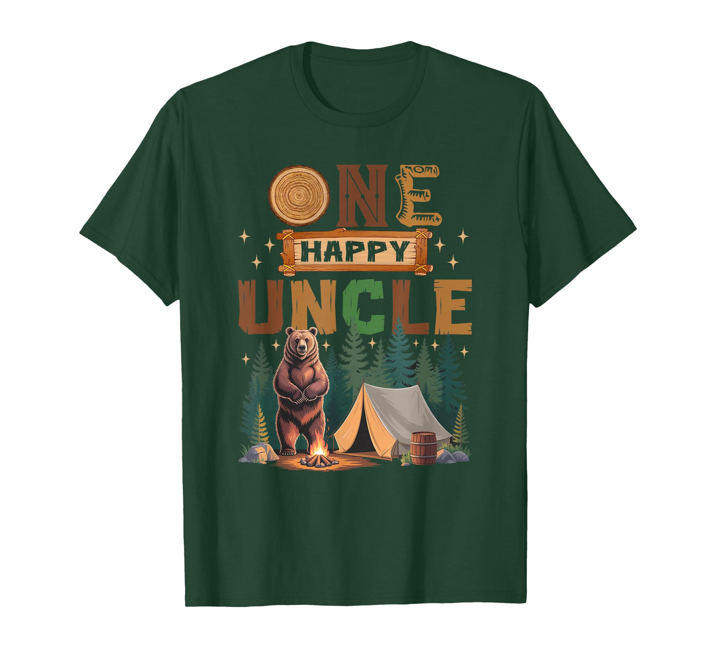One Happy Uncle Camper 1St Birthday Camping Bear T-Shirt