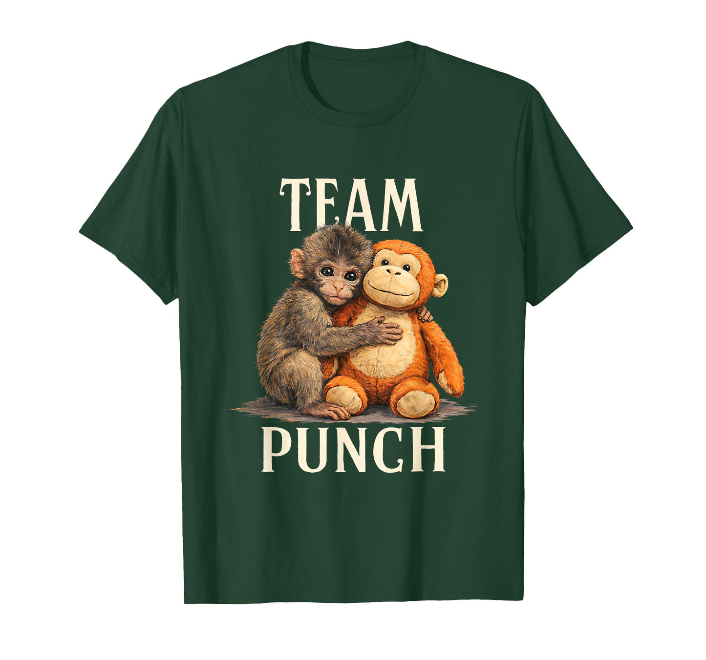 Team Punch Cute Monkey and Bear Design T-Shirt